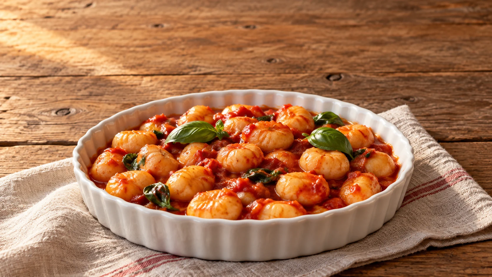 Gnocchi di patate senza glutine al pomodoro e basilico in pirofila