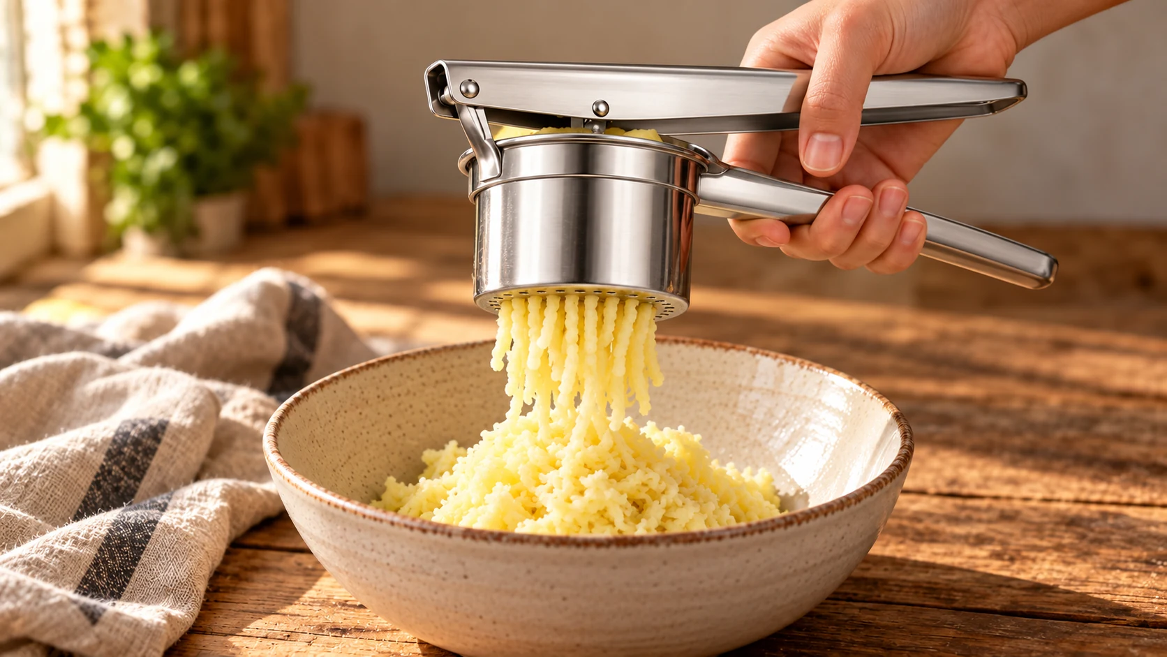 Patate schiacciate a mano per preparare gli gnocchi senza glutine