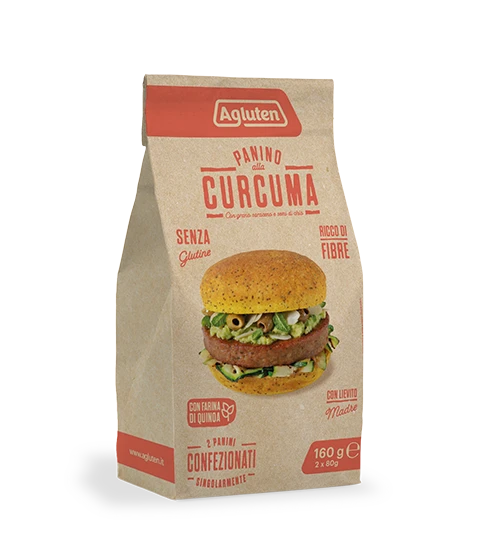 Panino hamburger senza glutine alla curcuma e semi di chia