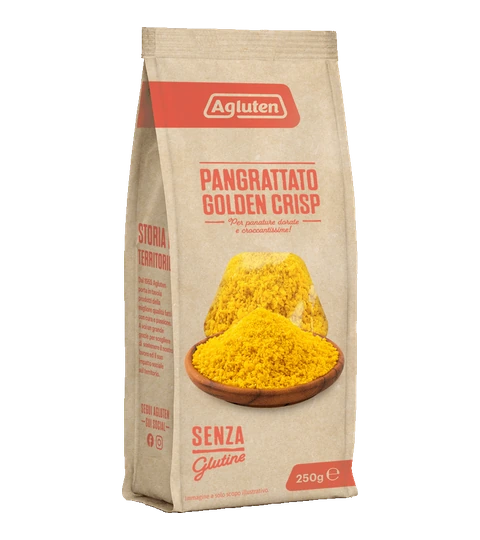 Pangrattato Golden Crisp senza glutine Agluten: con mais, curcuma e paprika, per panature dorate e croccanti
