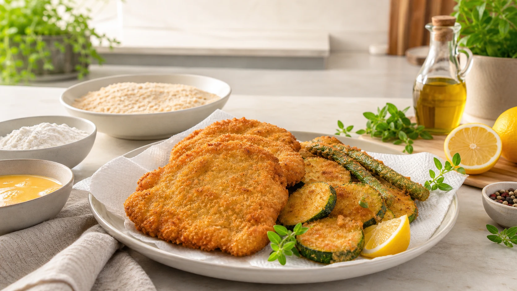 Guida completa ad una perfetta panatura senza glutine. Tecniche fritti croccanti, temperature olio, pangrattato, doppia panatura.