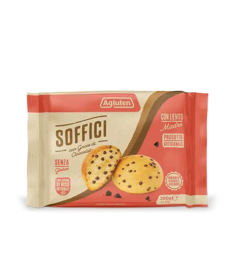 soffici senza glutine agluten con gocce di cioccolato