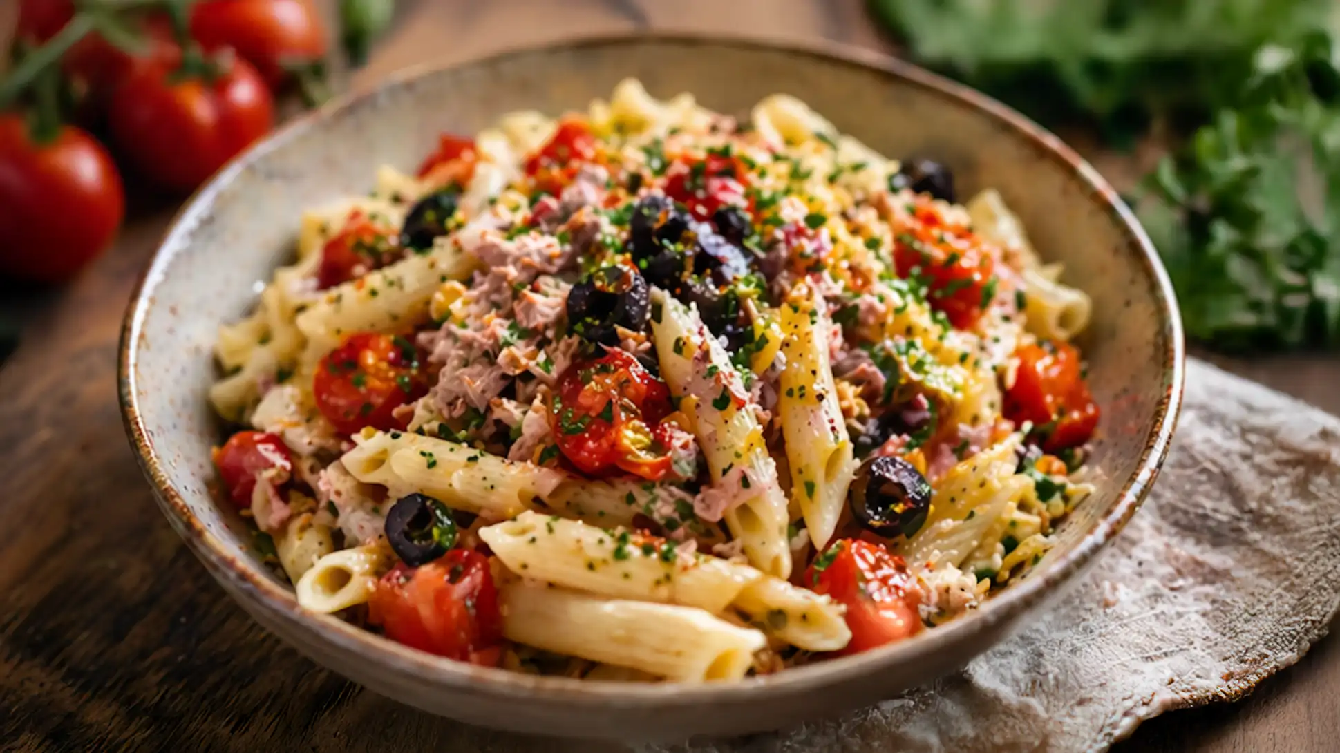 Pasta fredda tonno pomodorini e olive